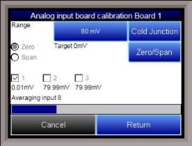 Aux Analog Calibration Screen - Zero Input